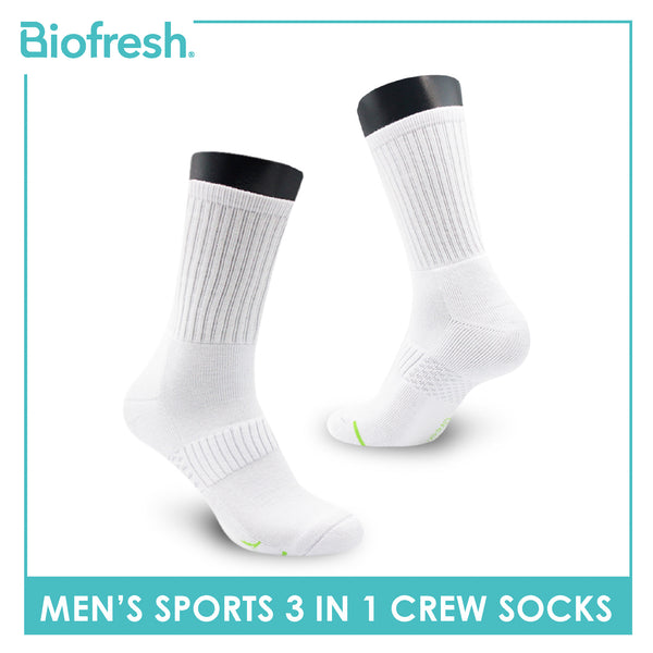 Biofresh Men’s Green Tea Sports Crew Socks 3 pairs in 1 pack RTML-223