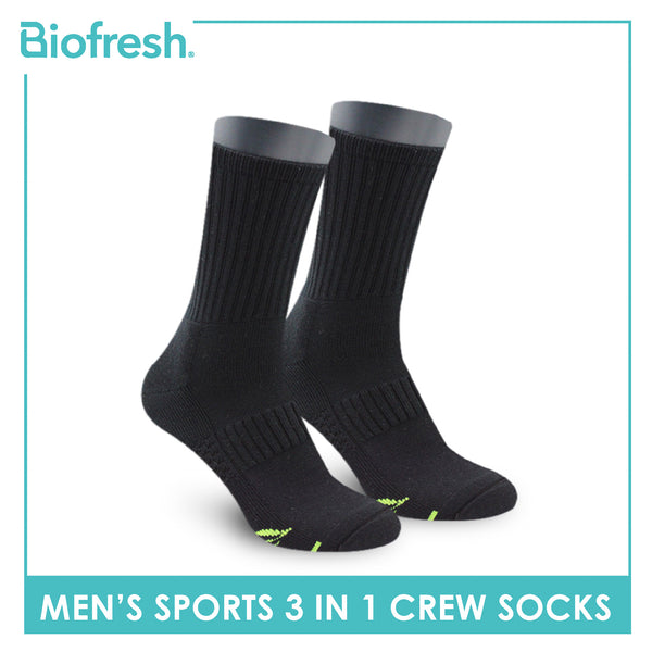 Biofresh Men’s Green Tea Sports Crew Socks 3 pairs in 1 pack RTML-223