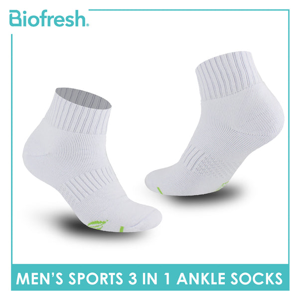 Biofresh Men’s Green Tea Sports Ankle Socks 3 pairs in 1 pack RTMSKG1H