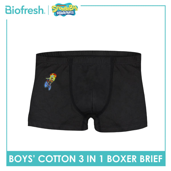 Biofresh | SpongeBob Boys' Antimicrobial Cotton Boxer Brief 3 pieces in a pack SBBBBG511
