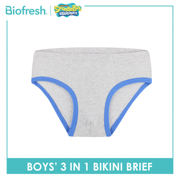 Biofresh | SpongeBob Boys' Antimicrobial Cotton Bikini Brief 3 pieces in a pack SBBBKG512