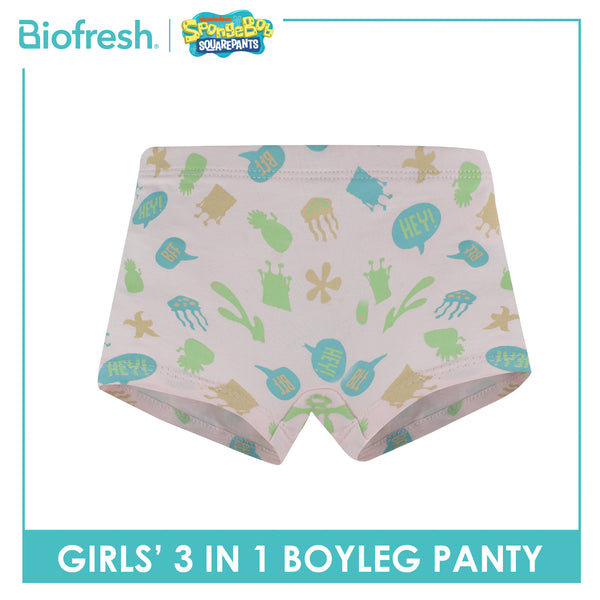 Biofresh | SpongeBob Girl's Antimicrobial Cotton Boyleg Panty 3 pieces in a pack SBGPBG511