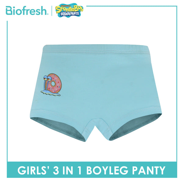 Biofresh | SpongeBob Girl's Antimicrobial Cotton Boyleg Panty 3 pieces in a pack SBGPBG512