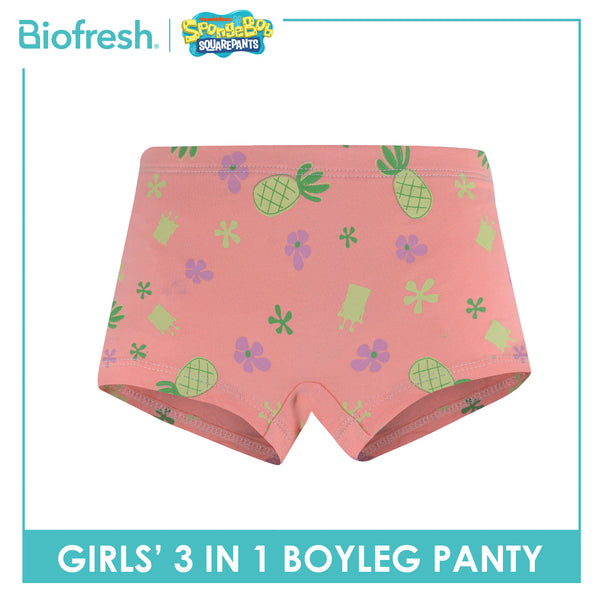 Biofresh | SpongeBob Girl's Antimicrobial Cotton Boyleg Panty 3 pieces in a pack SBGPBG512