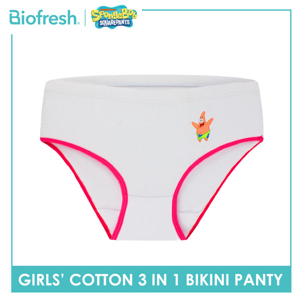 Biofresh | SpongeBob Girl's Antimicrobial Cotton Bikini Panty 3 pieces in a pack SBGPKG511