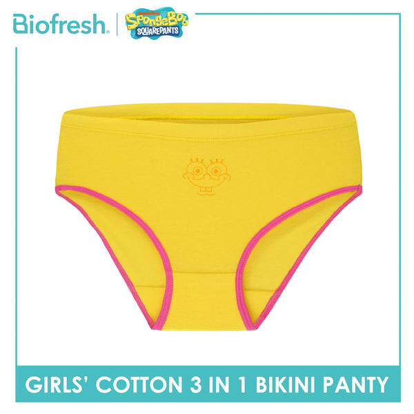 Biofresh | SpongeBob Girl's Antimicrobial Cotton Bikini Panty 3 pieces in a pack SBGPKG512