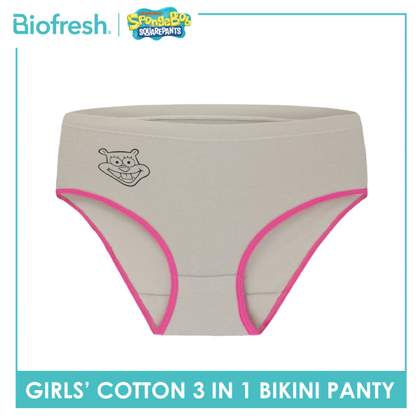 Biofresh | SpongeBob Girl's Antimicrobial Cotton Bikini Panty 3 pieces in a pack SBGPKG512