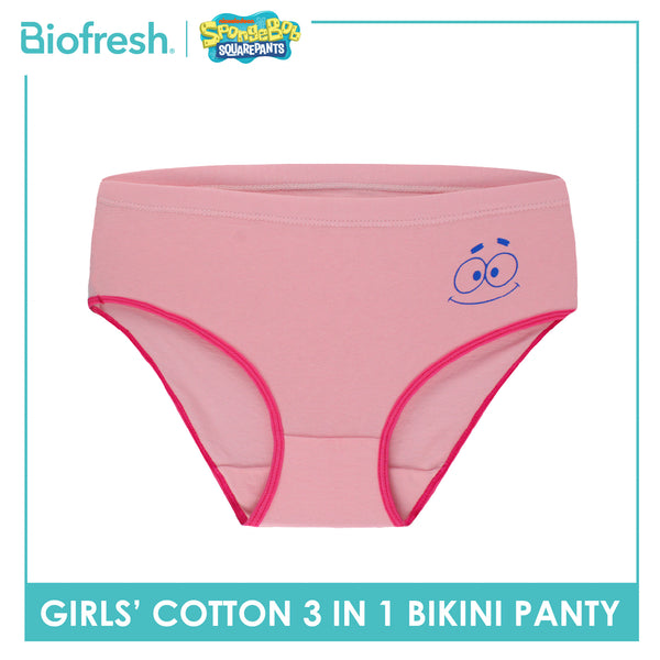 Biofresh | SpongeBob Girl's Antimicrobial Cotton Bikini Panty 3 pieces in a pack SBGPKG512