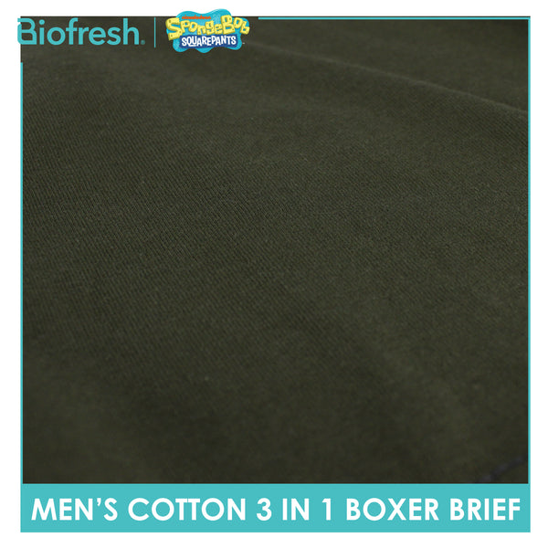 Biofresh | SpongeBob Men's Antimicrobial Cotton Boxer Brief 3 pieces in a pack SBMBBG512