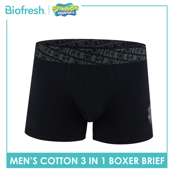 Biofresh | SpongeBob Men's Antimicrobial Cotton Boxer Brief 3 pieces in a pack SBMBBG512
