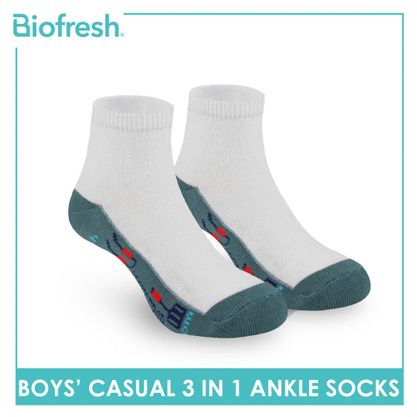Biofresh | SpongeBob Boys' Antimicrobial Cotton Lite Casual Ankle Socks 3 pairs in 1 pack SBRBCKG1