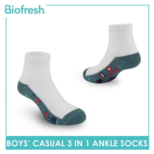 Biofresh | SpongeBob Boys' Antimicrobial Cotton Lite Casual Ankle Socks 3 pairs in 1 pack SBRBCKG1