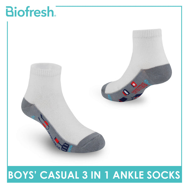 Biofresh | SpongeBob Boys' Antimicrobial Cotton Lite Casual Ankle Socks 3 pairs in 1 pack SBRBCKG1