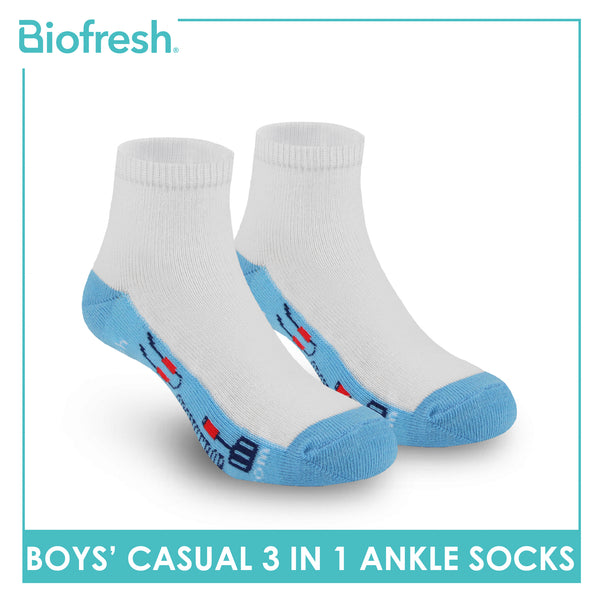 Biofresh | SpongeBob Boys' Antimicrobial Cotton Lite Casual Ankle Socks 3 pairs in 1 pack SBRBCKG1