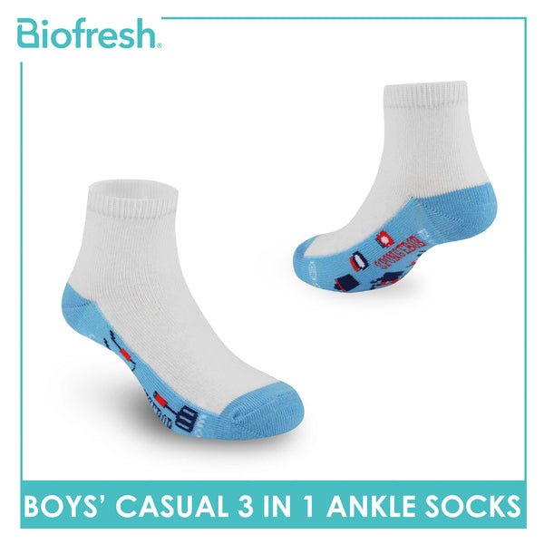Biofresh | SpongeBob Boys' Antimicrobial Cotton Lite Casual Ankle Socks 3 pairs in 1 pack SBRBCKG1