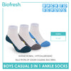 Biofresh Boys’ Antimicrobial Cotton Lite Casual Ankle Socks 3 pairs in 1 pack SBRBCKG2