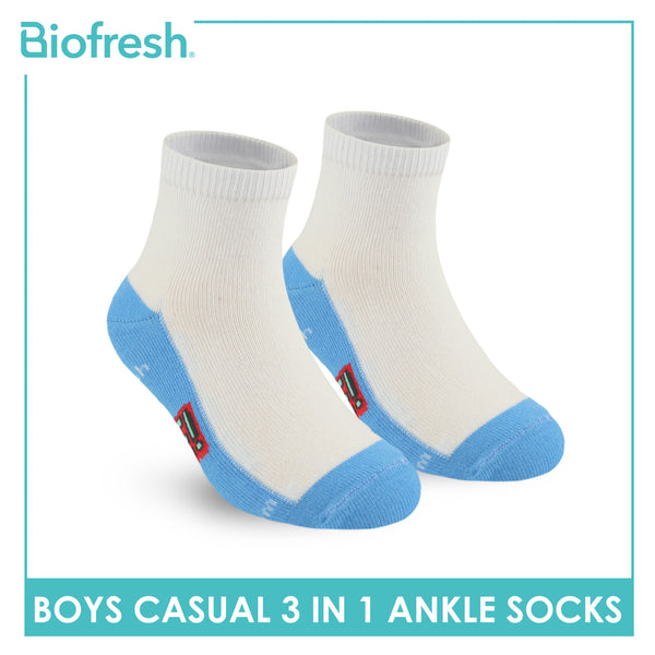 Biofresh | SpongeBob Boys’ Antimicrobial Cotton Lite Casual Ankle Socks 3 pairs in 1 pack SBRBCKG3