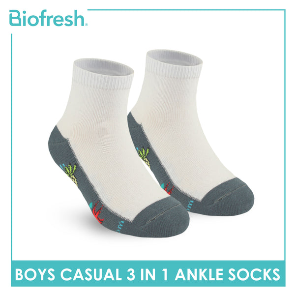 Biofresh | SpongeBob Boys’ Antimicrobial Cotton Lite Casual Ankle Socks 3 pairs in 1 pack SBRBCKG3