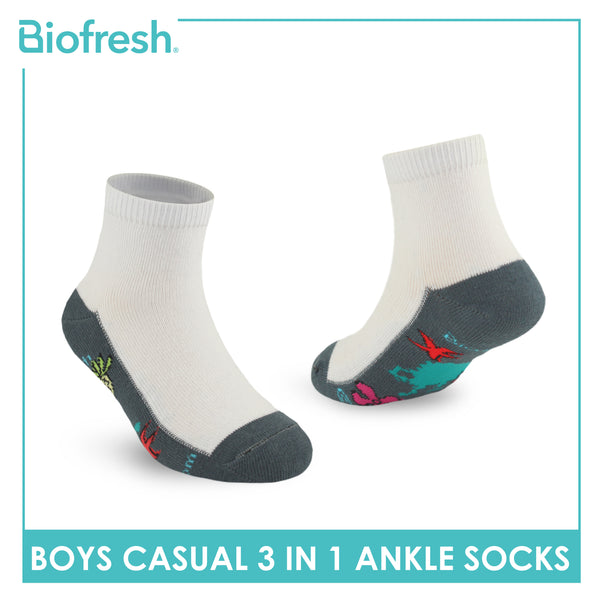 Biofresh | SpongeBob Boys’ Antimicrobial Cotton Lite Casual Ankle Socks 3 pairs in 1 pack SBRBCKG3