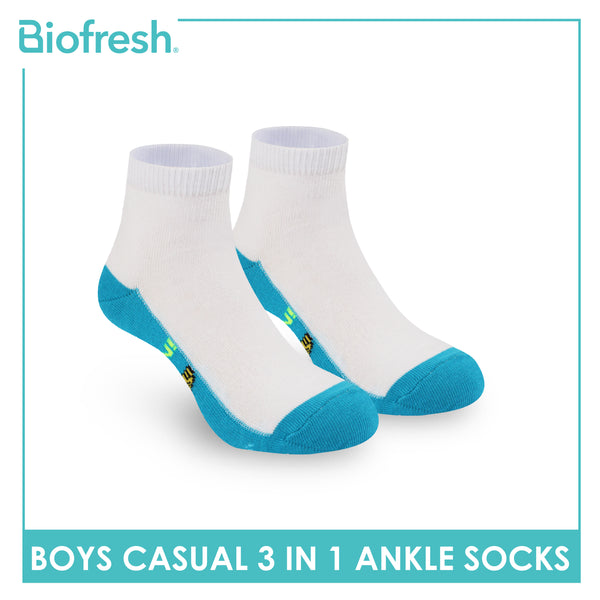 Biofresh | SpongeBob Boys’ Antimicrobial Cotton Lite Casual Ankle Socks 3 pairs in 1 pack SBRBCKG4