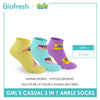 Biofresh | SpongeBob Girl's Antimicrobial Cotton Lite Casual Ankle Socks 3 pairs in 1 pack SBRGCG533