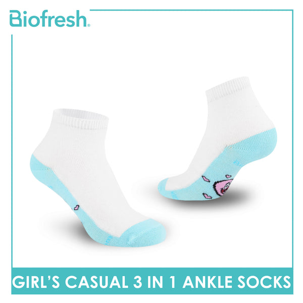 Biofresh | SpongeBob Girl's Antimicrobial Cotton Lite Casual Ankle Socks 3 pairs in 1 pack SBRGCKG1