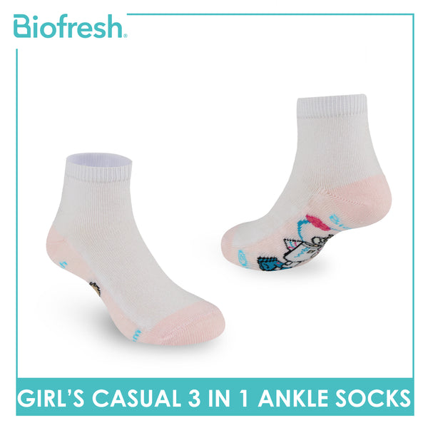 Biofresh | SpongeBob Girl's Antimicrobial Cotton Lite Casual Ankle Socks 3 pairs in 1 pack SBRGCKG2