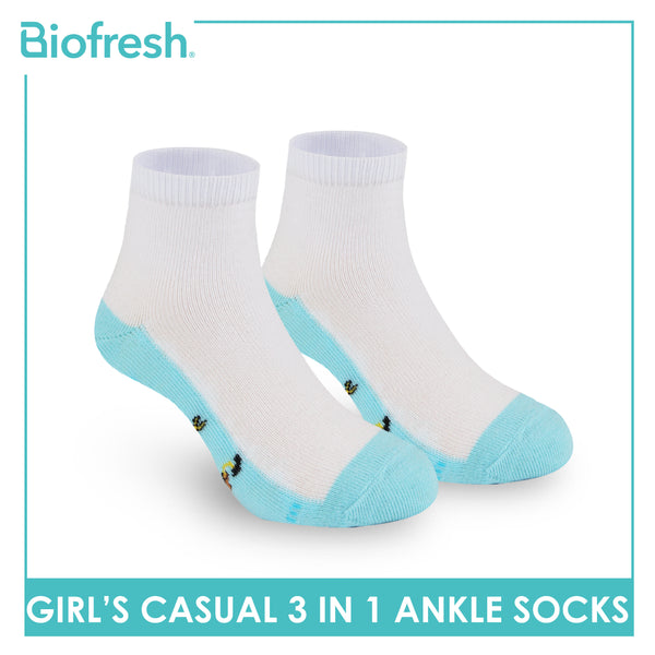 Biofresh | SpongeBob Girl's Antimicrobial Cotton Lite Casual Ankle Socks 3 pairs in 1 pack SBRGCKG3