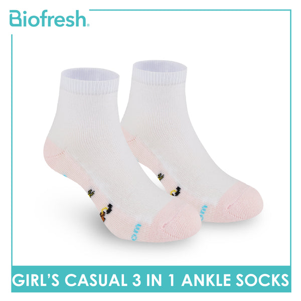 Biofresh | SpongeBob Girl's Antimicrobial Cotton Lite Casual Ankle Socks 3 pairs in 1 pack SBRGCKG3