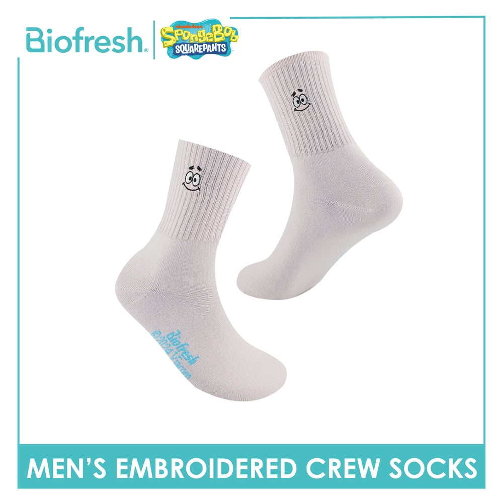 Biofresh | SpongeBob Men’s Cotton Embroidered Light Performance Crew Socks 1 pair SBRMCE4401