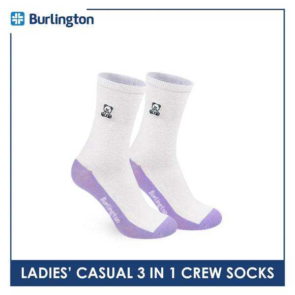 Burlington | Bearlington Ladie's Cotton Casual Crew Socks 3 pairs in a pack TBLCKG35