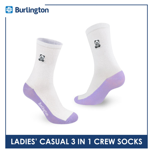 Burlington | Bearlington Ladie's Cotton Casual Crew Socks 3 pairs in a pack TBLCKG35