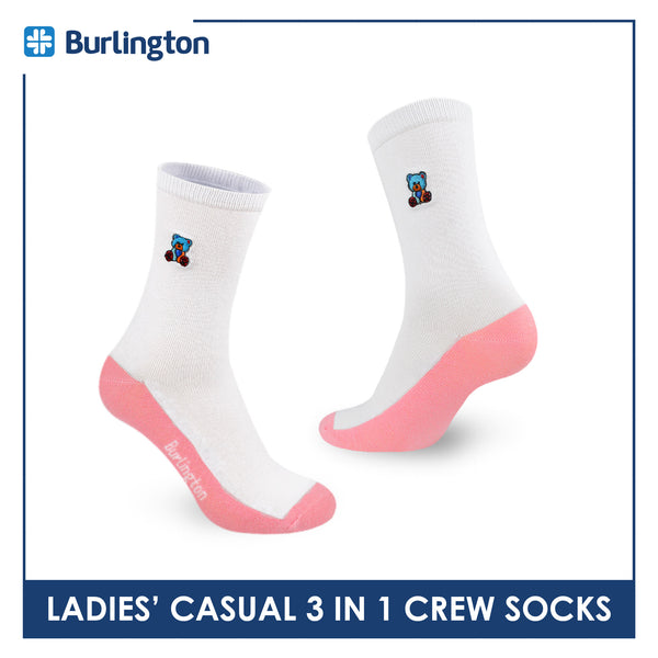 Burlington | Bearlington Ladie's Cotton Casual Crew Socks 3 pairs in a pack TBLCKG35