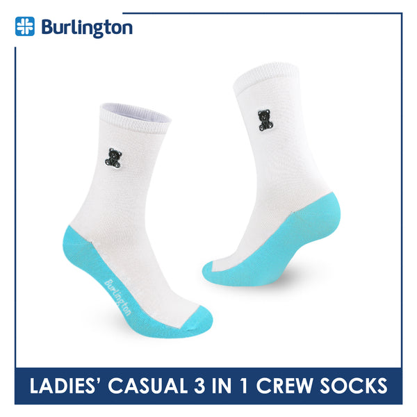 Burlington | Bearlington Ladie's Cotton Casual Crew Socks 3 pairs in a pack TBLCKG35