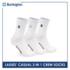 Burlington | Bearlington Ladie's Cotton Embroidered Casual Crew Socks 3 pairs in a pack TBLE6149-1