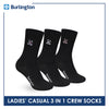 Burlington | Bearlington Ladie's Cotton Embroidered Casual Crew Socks 3 pairs in a pack TBLE6149-3