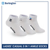 Burlington | Bearlington Ladie's Cotton Embroidered Casual Ankle Socks 3 pairs in a pack TBLE622-2