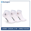 Burlington | Bearlington Ladie's Cotton Embroidered Casual Ankle Socks 3 pairs in a pack TBLE622-3