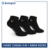 Burlington | Bearlington Ladie's Cotton Embroidered Casual Ankle Socks 3 pairs in a pack TBLE622-4