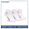 Burlington | Bearlington Ladie's Cotton Embroidered Casual Ankle Socks 3 pairs in a pack TBLE622-4