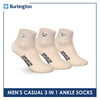 Burlington | Bearlington Men's Cotton Embroidered Casual Ankle Socks 3 pairs in a pack TBME142-1