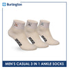 Burlington | Bearlington Men's Cotton Embroidered Casual Ankle Socks 3 pairs in a pack TBME142-2