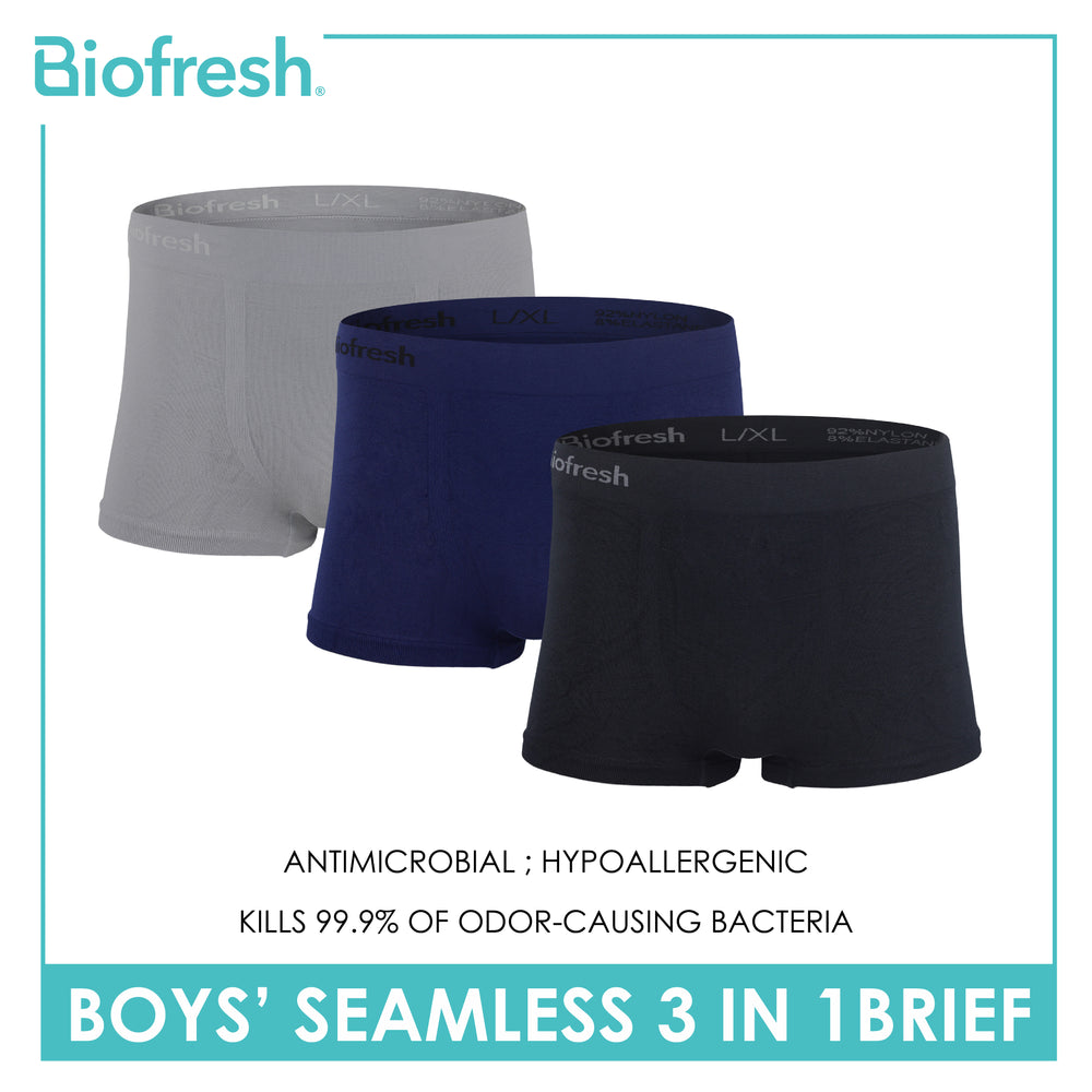 Biofresh Boy's Antimicrobial Seamless Boxer Brief 3 pieces in a pack UCBBG17