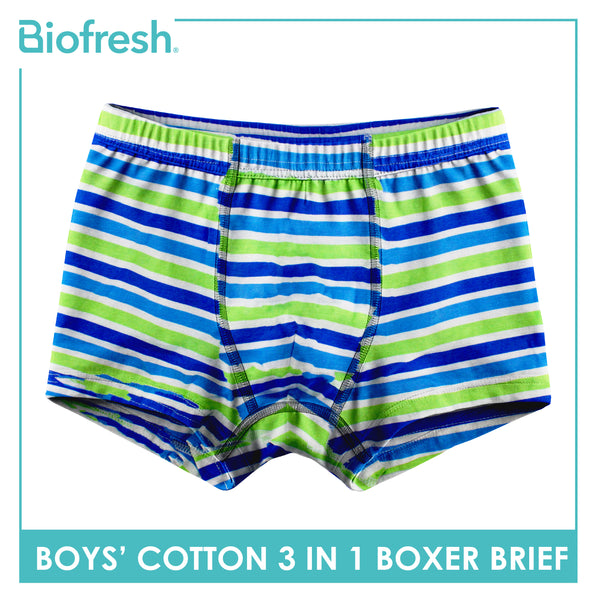 Biofresh Boys' Antimicrobial Cotton Boxer Brief 3 pieces in a pack UCBBG522