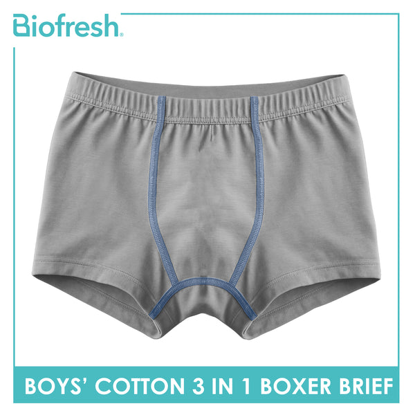 Biofresh Boys' Antimicrobial Cotton Boxer Brief 3 pieces in a pack UCBBG523