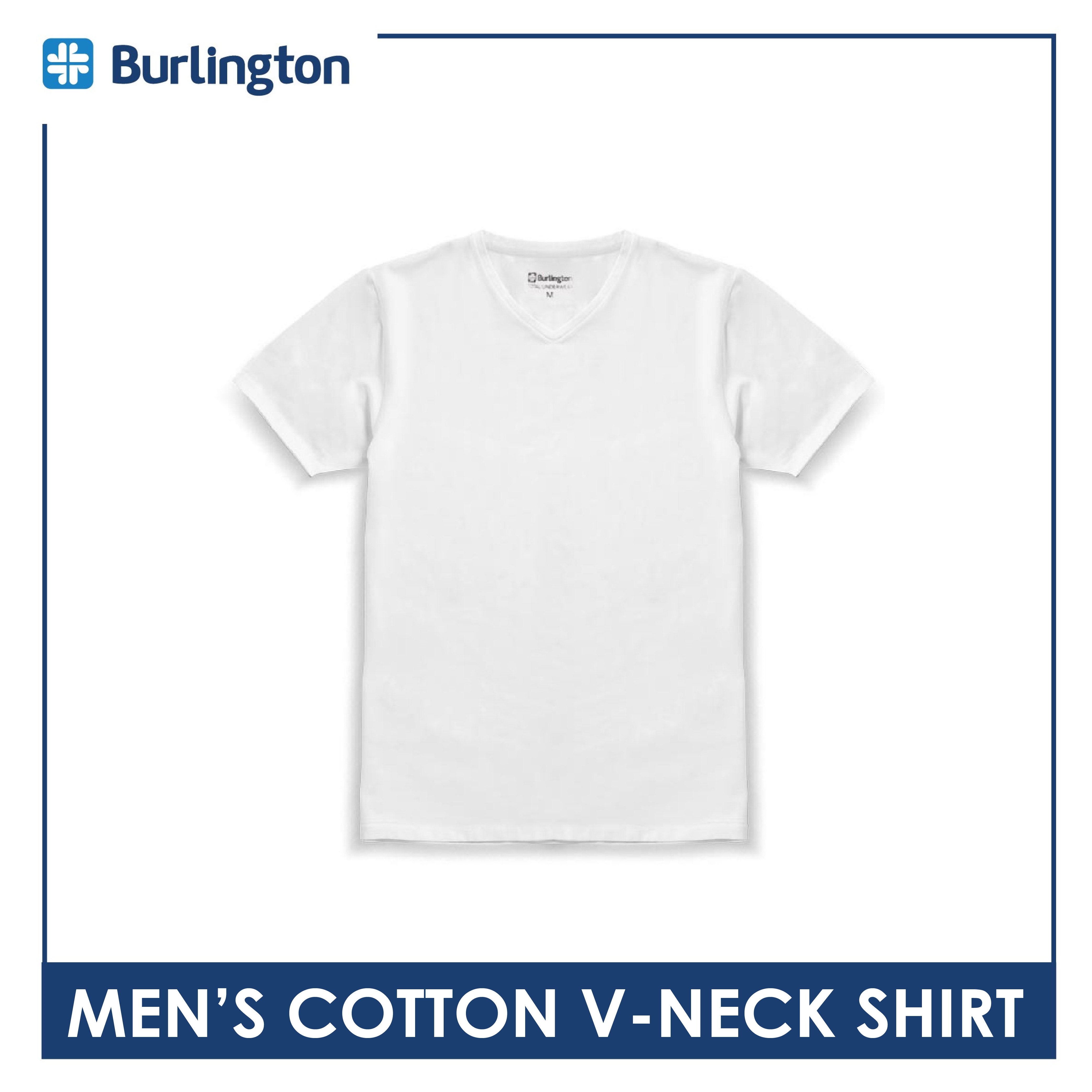 Burlington Men's OVERRUNS Cotton-Rich V-Neck Shirt 1 piece GMSVCO1