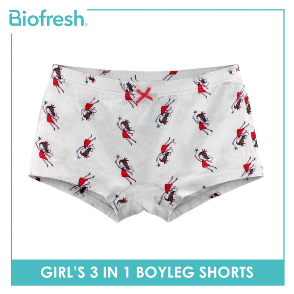 Biofresh Girls’ Antimicrobial Cotton Boyleg Shorts 3 pieces in a pack UGPBG521