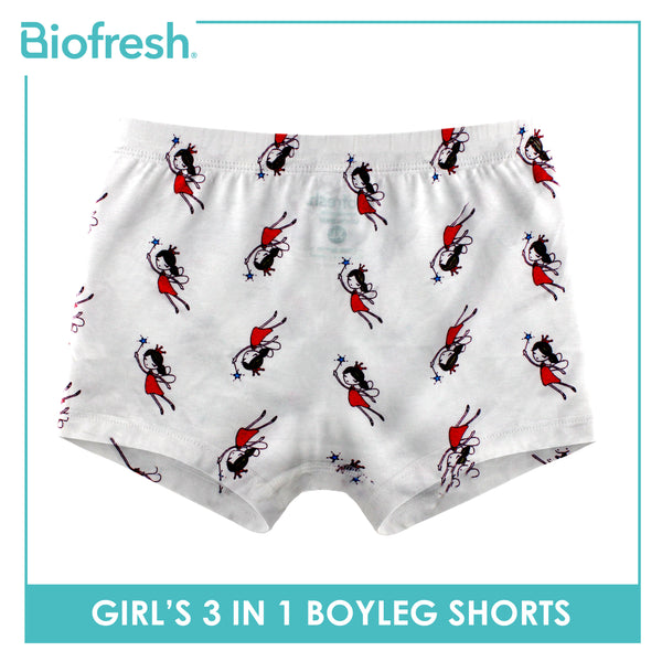 Biofresh Girls’ Antimicrobial Cotton Boyleg Shorts 3 pieces in a pack UGPBG521
