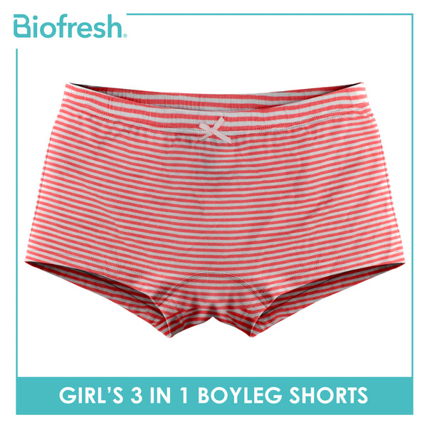 Biofresh Girls’ Antimicrobial Cotton Boyleg Shorts 3 pieces in a pack UGPBG522