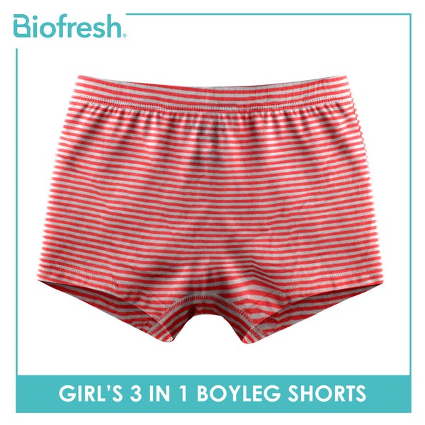 Biofresh Girls’ Antimicrobial Cotton Boyleg Shorts 3 pieces in a pack UGPBG522